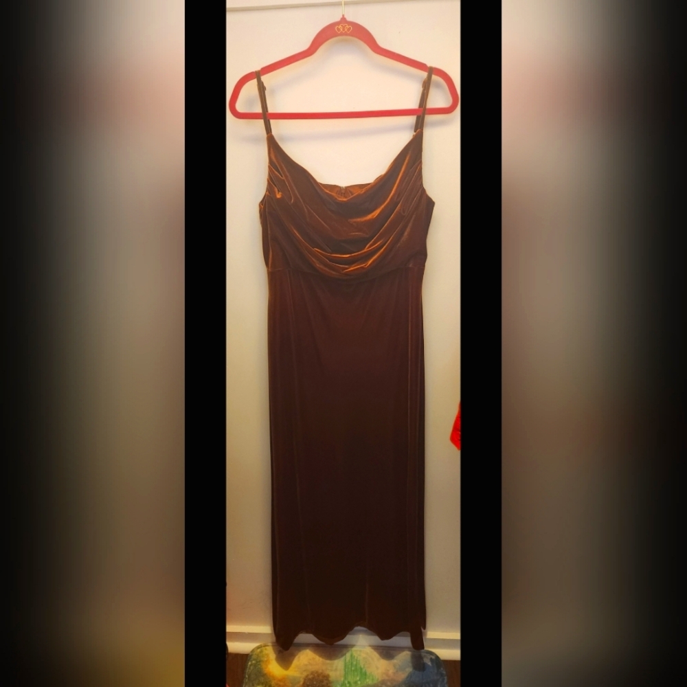 EUC Revelry Velvet Skye Bridesmaid Dress in color Rust 12